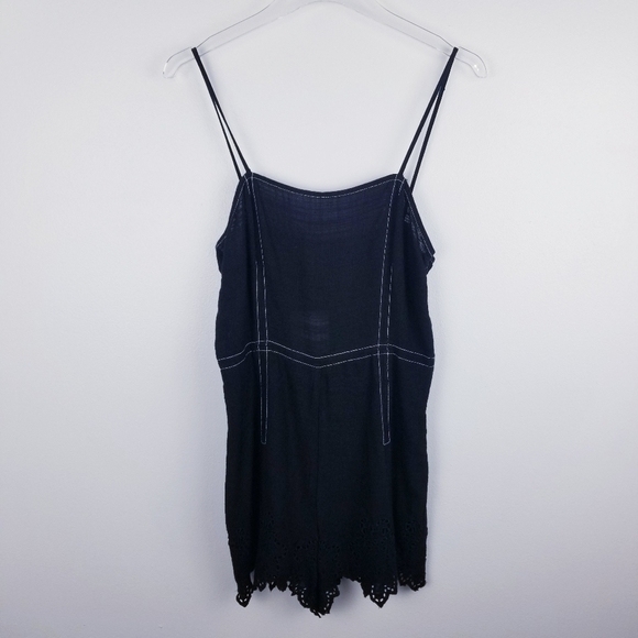 Zara Short Black Jumpsuit with Topstitch Lace Romper NWT, size Small - Picture 3 of 14